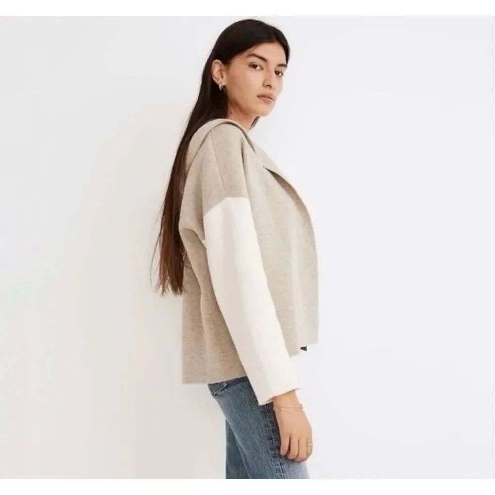 Madewell Cardigan Dockery Open Front Hooded Cream size XS